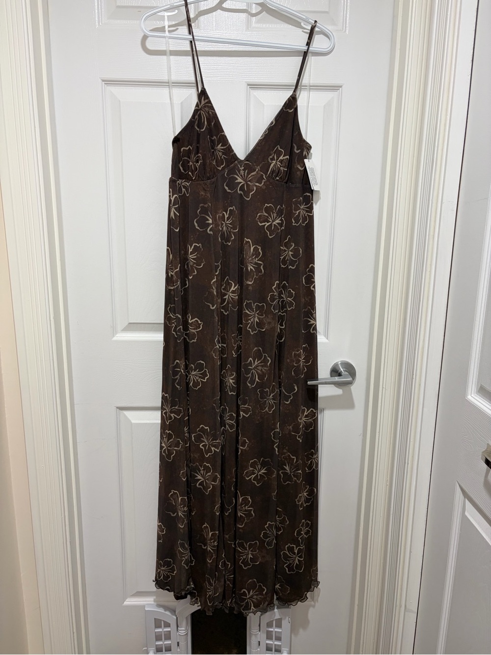 Brown & Tan Mesh Maxi Dress~Size Large~NWT - Picture 5 of 6